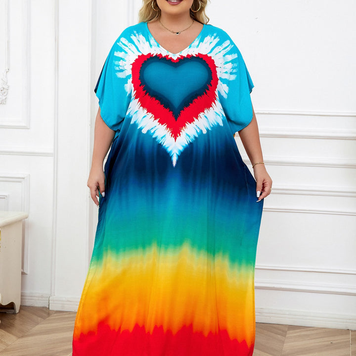 Dame Maxikjole med kreativ farvegradient og hjerteformet design Stilla