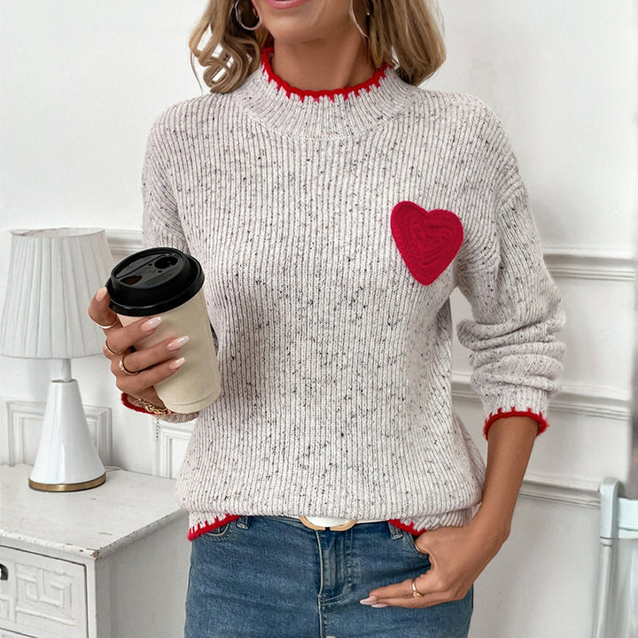 Kvinders sweater med hjerte-applikation Stilla