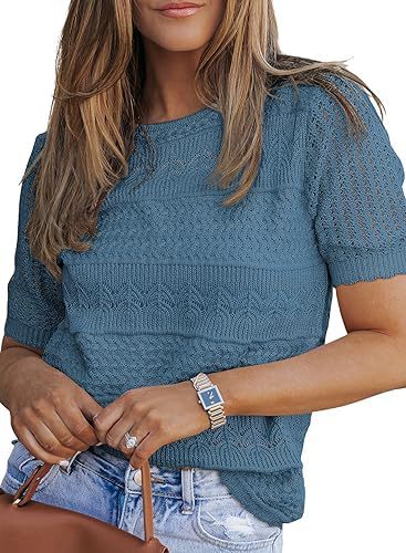 Kvinders strikket top med unikt tekstureret design Stilla