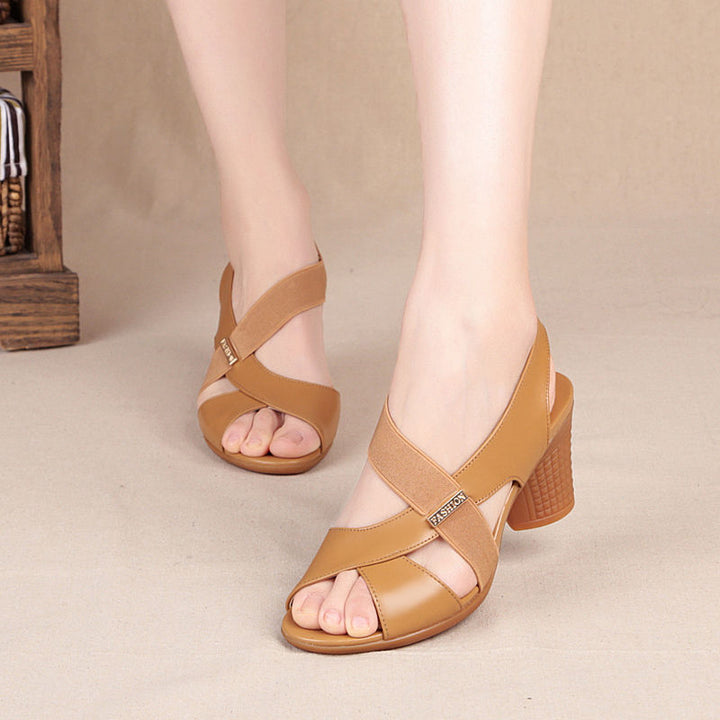 Dame Komfortable Slingback-sandaletter med åben tå og trendy blokhæl Stilla