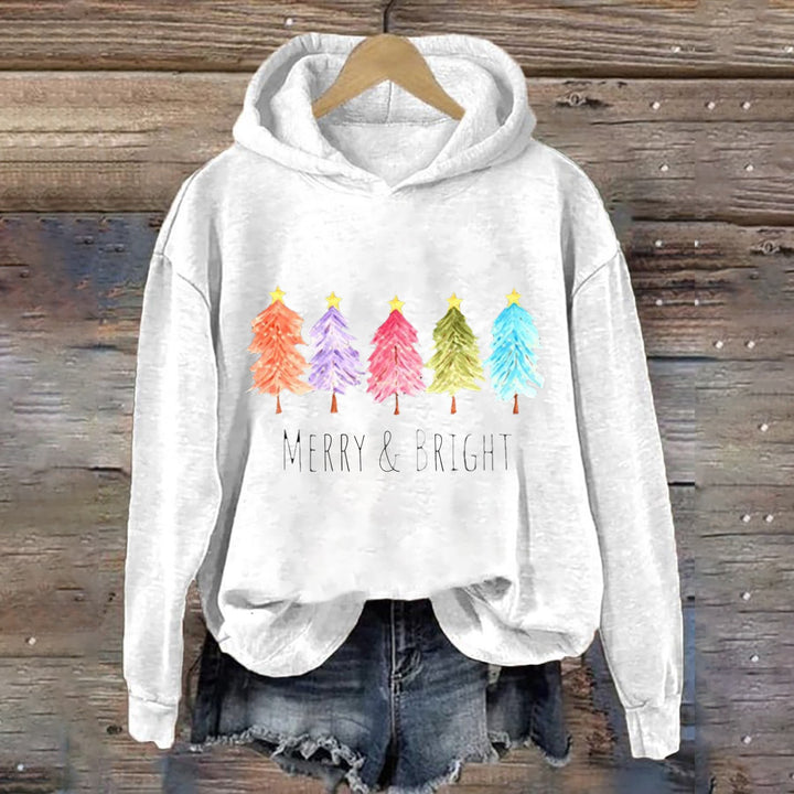 Kvinders Hoodie Sweatshirt med Festligt Træ Grafik Skovae