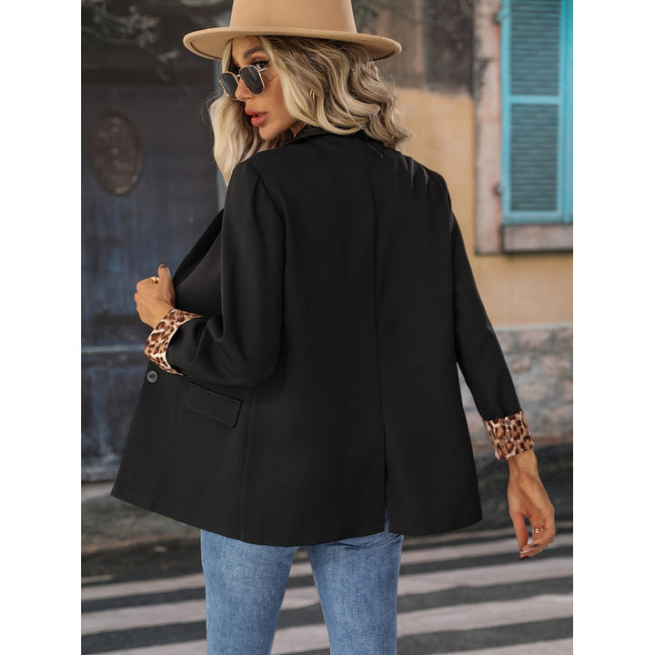 Femme Stilfuld Størrelse Blazer med Dyremønster-Mansjetter Stilla