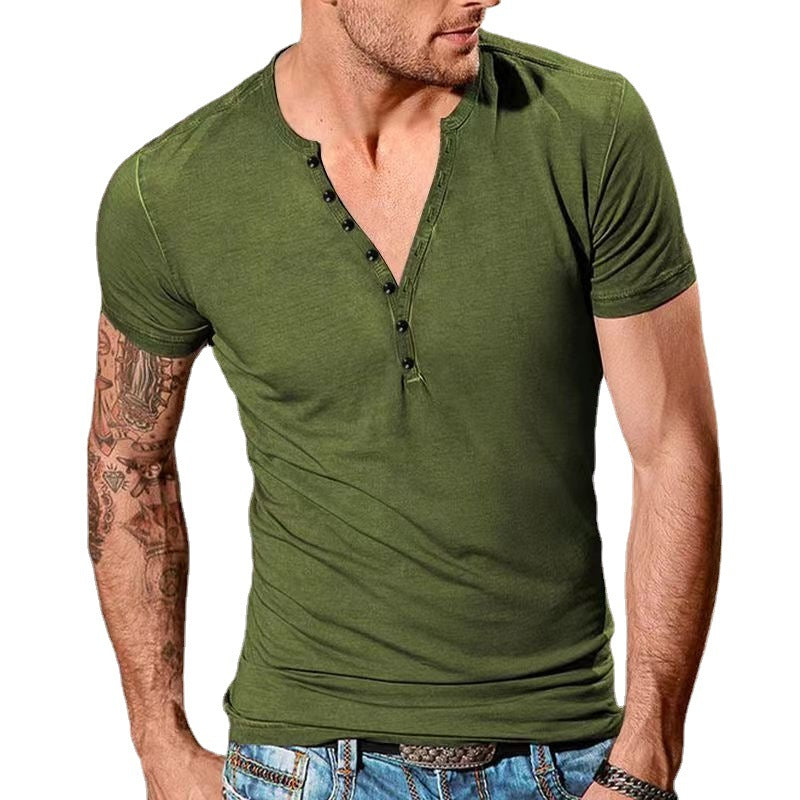 Herrer Fritid Kortærmet Henley T-Shirt Stilla 1752037952