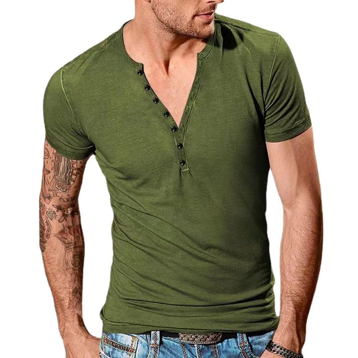 Herrer Fritid Kortærmet Henley T-Shirt Stilla 1752037952