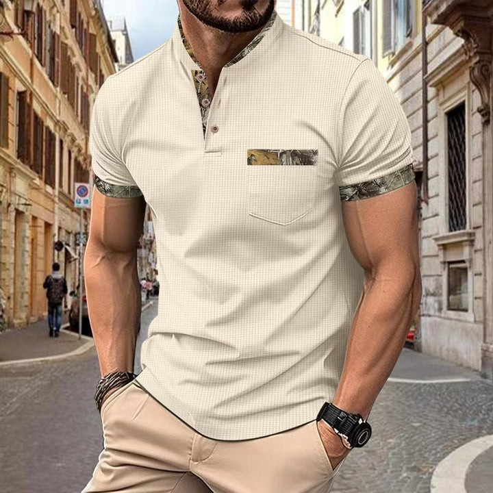 Herren modischer kortærmet skjorte med elegante kontrastdetaljer Stilla