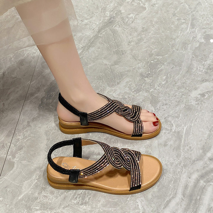 Dame sandaler med dekorative strass detaljer og komfortabelt fodseng Stilla