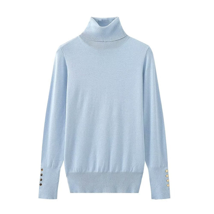 Femme Rullekravepullover med knapdetaljer Stilla