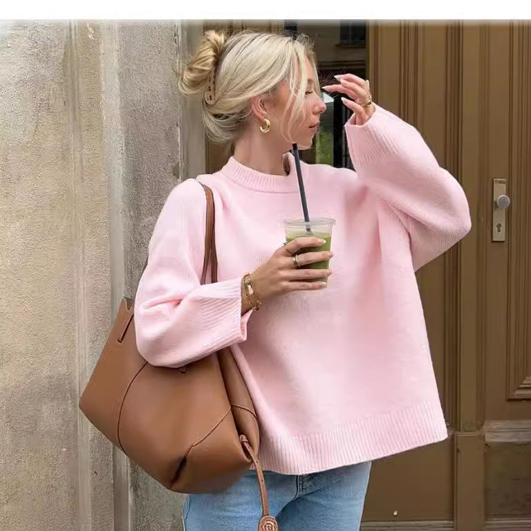 Dame asymmetrisk blød strikpullover Stilla