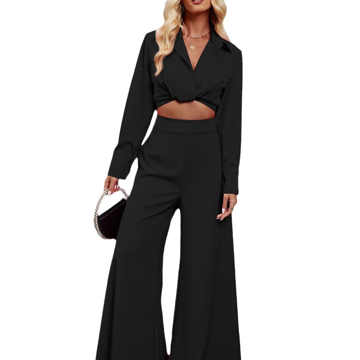Dame sæt med cropped bluse og bred bukser Stilla