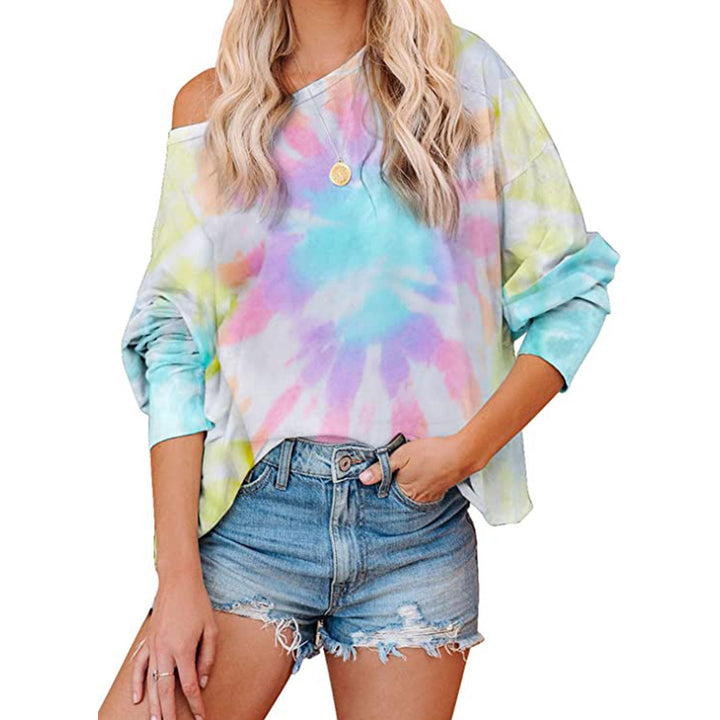 Dame Lækkert Oversized Sweatshirt med moderne Tie-Dye Design Stilla