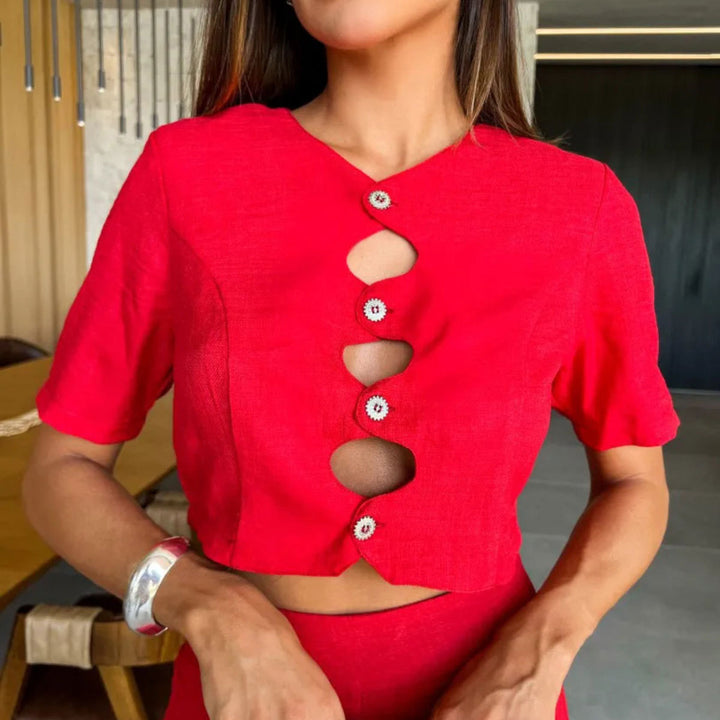 Dame sæt med cropped overdel og vidde bukse design Stilla