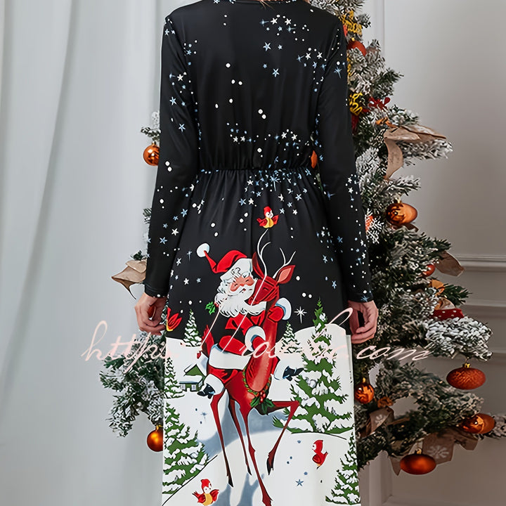 Dame fest kjole med juledesign og omslag Stilla