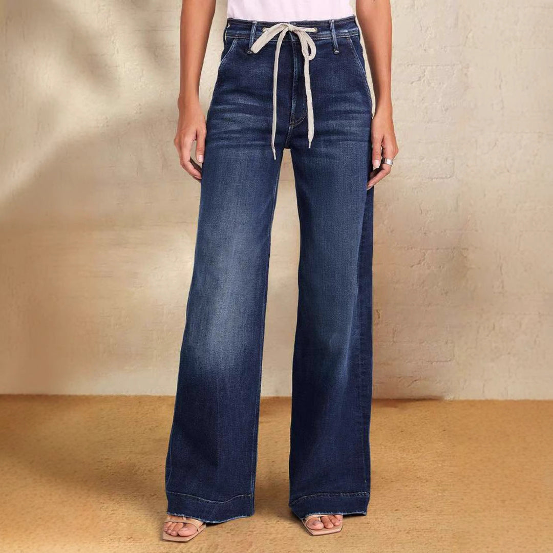 Dame Løst skårne jeans med praktisk snortræk og høj talje Stilla