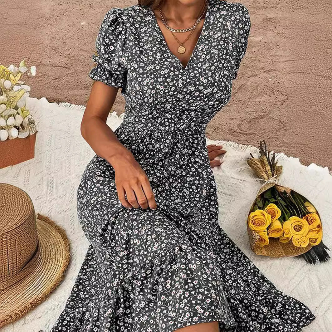 Dame Maxikjole i romantisk blomsterdesign Stilla