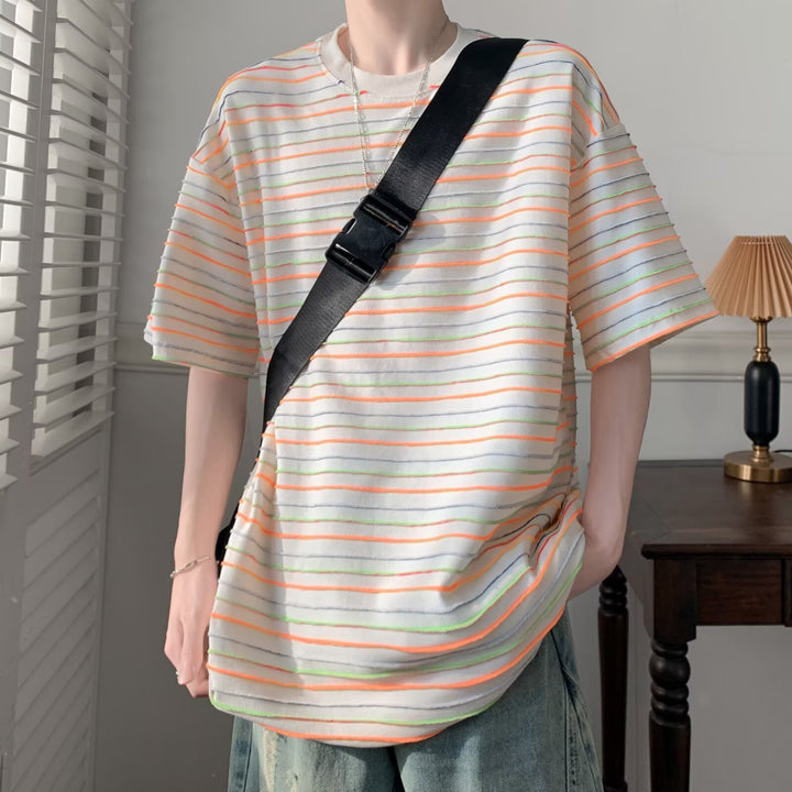 Unisex afslappet stribet T-shirt med oversized pasform Stilla