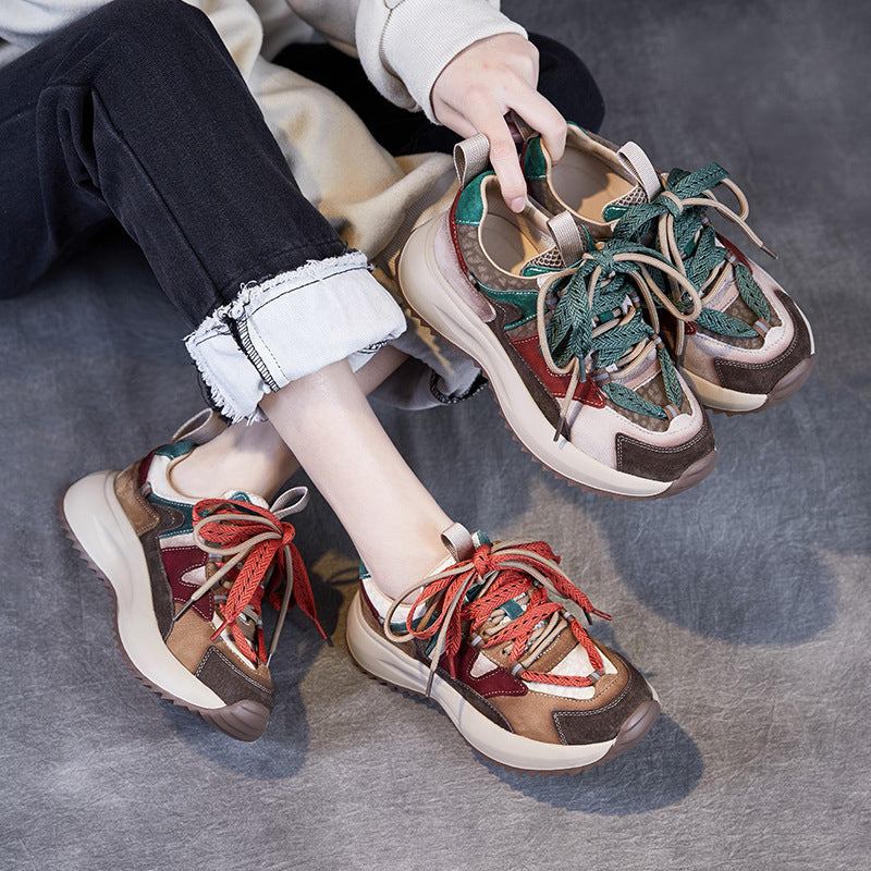 Dame Fritid Snøremode Sneakers med Multi-Textur Design Stilla