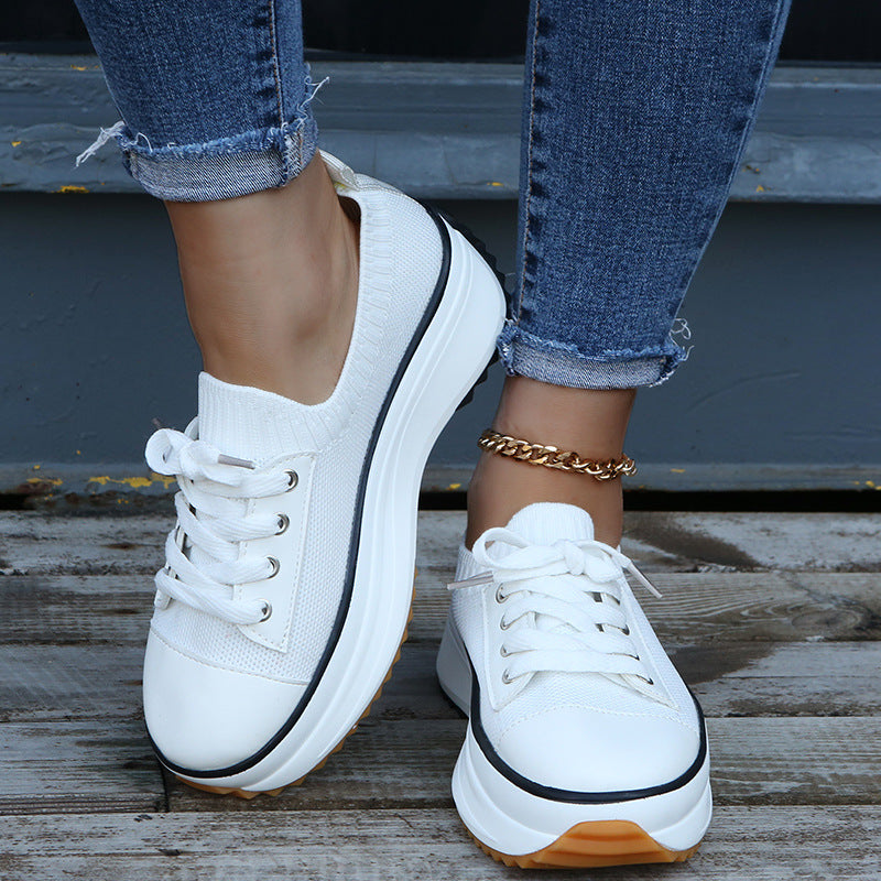 Dame Plateau-Sneakers med elastisk strikket overdel og skridsikker sål Stilla