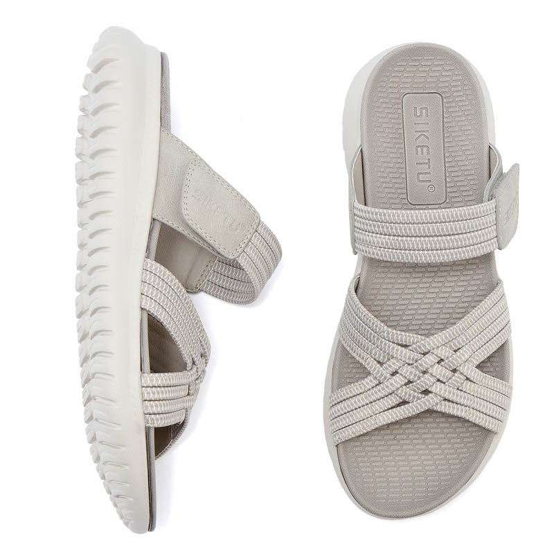 Dame komfort-sandaler med elastiske krydsremme og åndbar sål Stilla