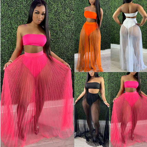 Dame Tulle-nederdel med bandeau-top Stilla