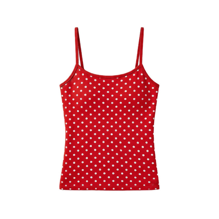 Dame spaghetti strap top med polka dots Skovae