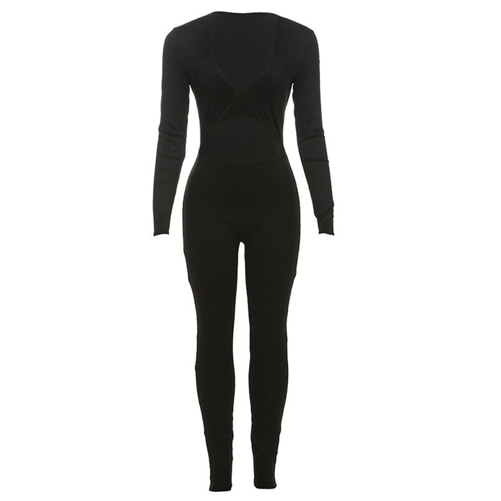 Dame figursyet Langærmet Jumpsuit med dyb V-udskæring og Cut-Out-detaljer Stilla