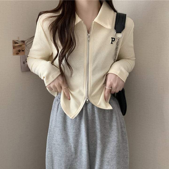 Femme Waffle Strik Zip-Up Jakke Stilla