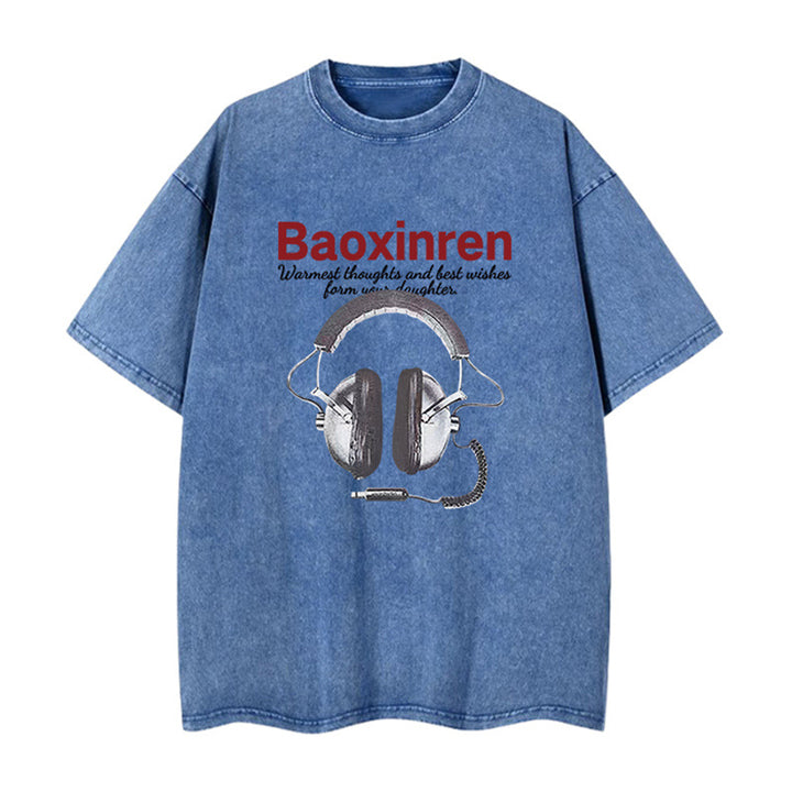 Dame T-shirt med stilfuld hovedtelefonprint og afslappet snit Stilla