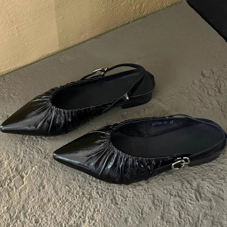 Dame elegante Slingback Ballerinas med flæseaccent Stilla
