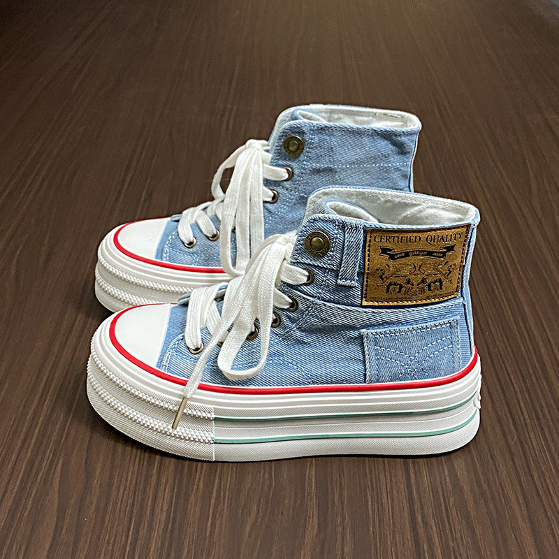 Dame højformat sneakers med moderigtige plateau sål og robust canvas-materiale Stilla