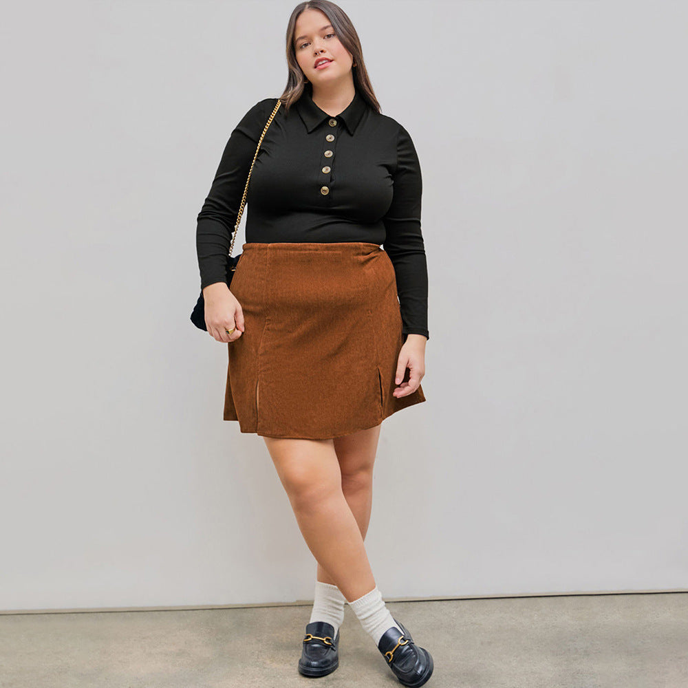 Dame casual mini nederdel med sidelidelser i blødt materiale Stilla
