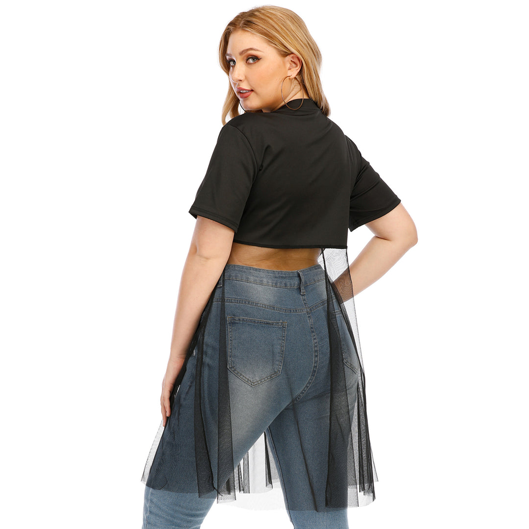 Femme Gennemsigtig Rygfri Kort Top med Lagdelt Tulle Stilla