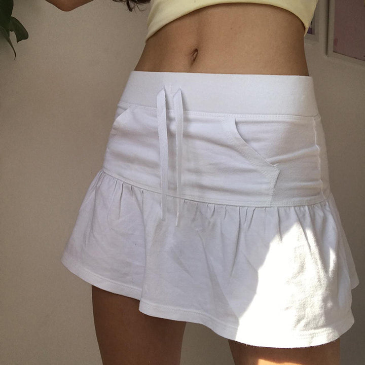 Dame let luftigt mini nederdel med voluminøse ruffle detaljer Skovae