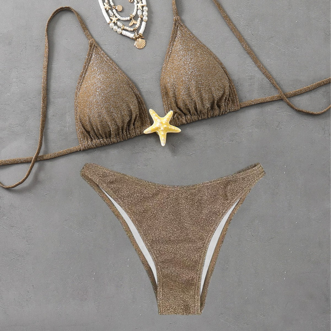 Dame Glinsende Triangel-Bikini-Sæt Stilla