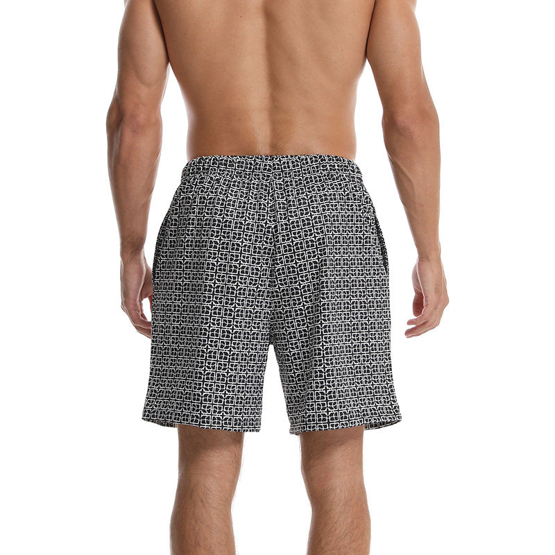 Herrer stilfulde badshorts med elastisk talje og trendy mønster Stilla
