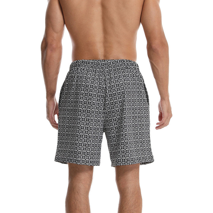 Herrer stilfulde badshorts med elastisk talje og trendy mønster Stilla