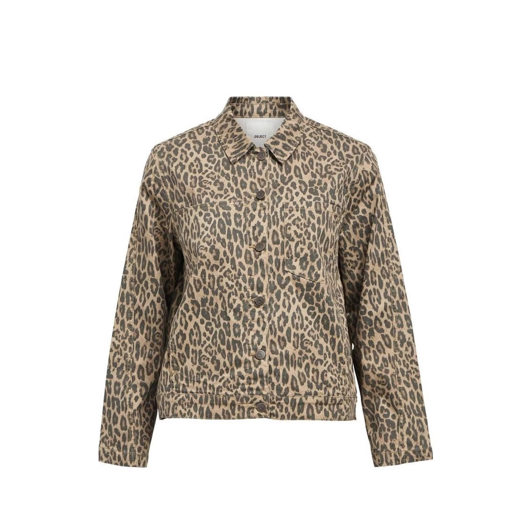 Damer Jeansjakke i trendy leopardmønster Stilla
