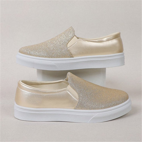 Dame Elegante Slip-On Sneakers med glitrende overflade og skridsikker sål Stilla