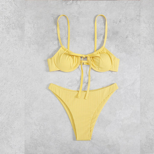 Dame bikini-sæt med elegant ribdesign og justerbare stropper Stilla