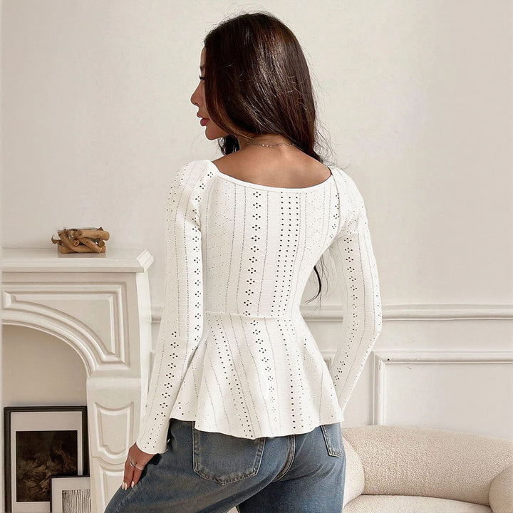 Women's blouse part with decorated ruffle details and elegant lacing design Stilla