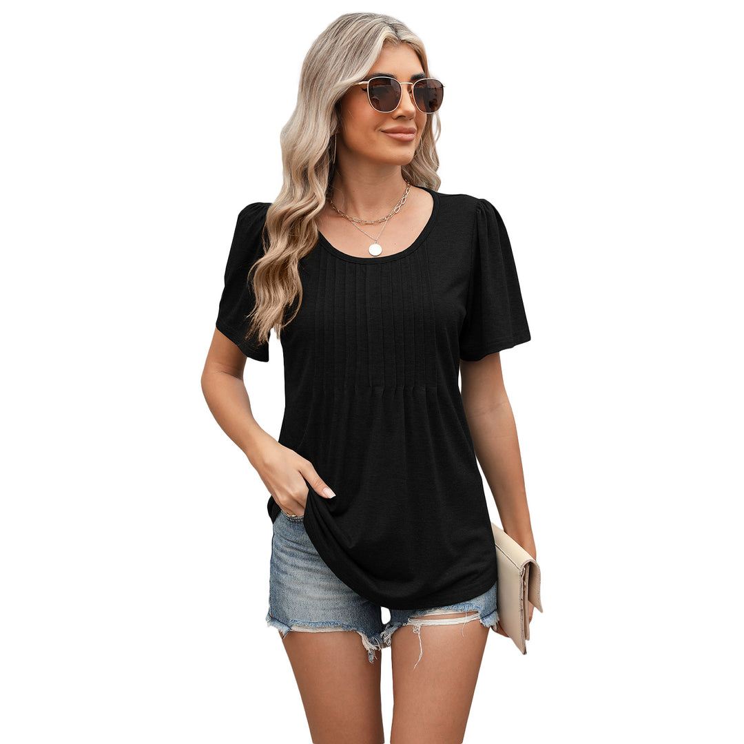 Dame elegant top med rynket design Stilla
