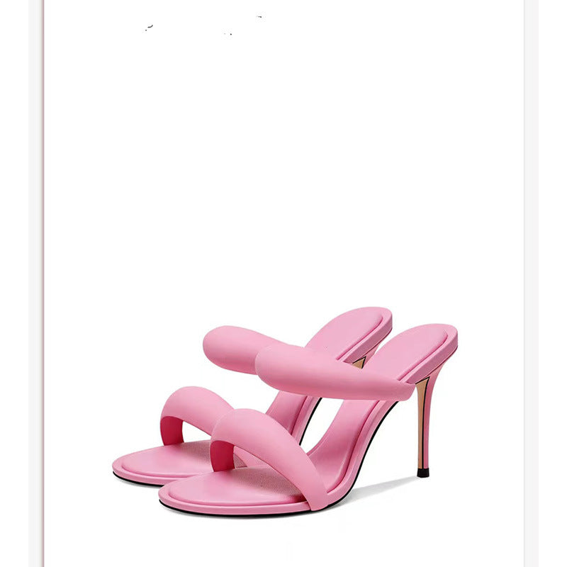 Femme Sleek Højhælede Slide Sandaler med dobbelte remdesign Stilla