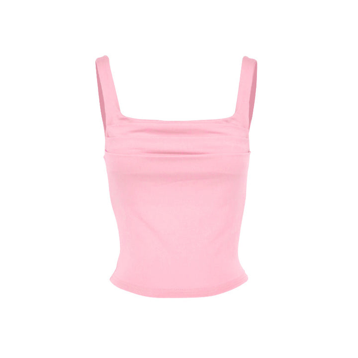 Dame moderigtigt Crop-Top med firkantet udskæring og rynkning Skovae