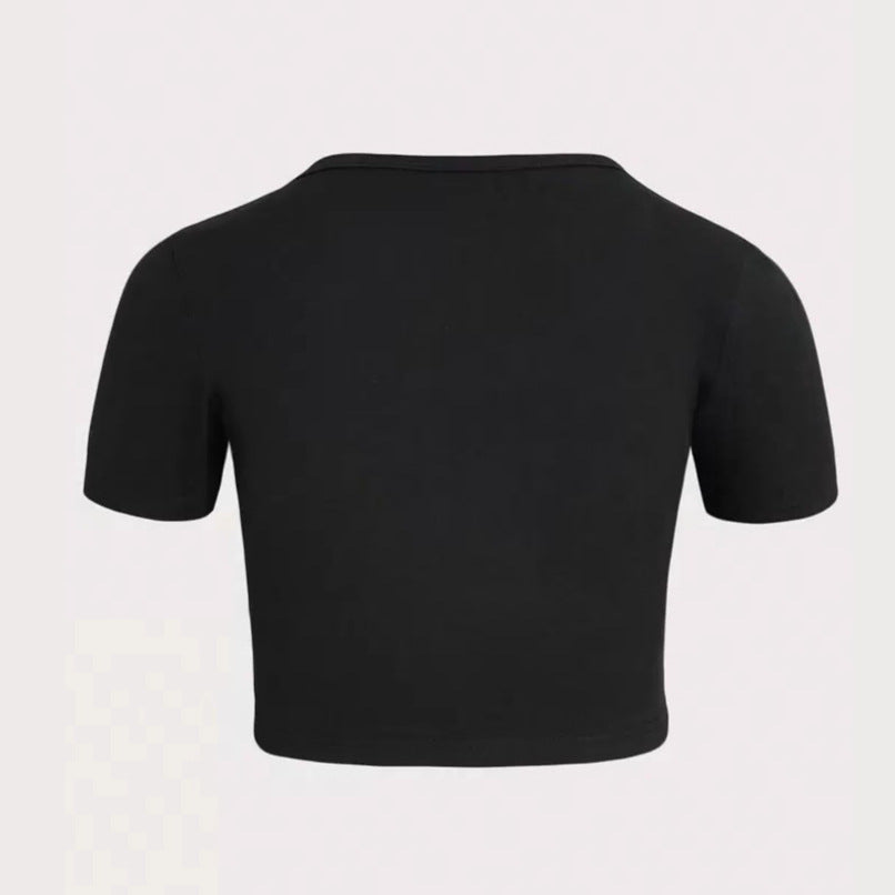 Dame Cropped T-Shirt med kreativt skeletdesign Skovae