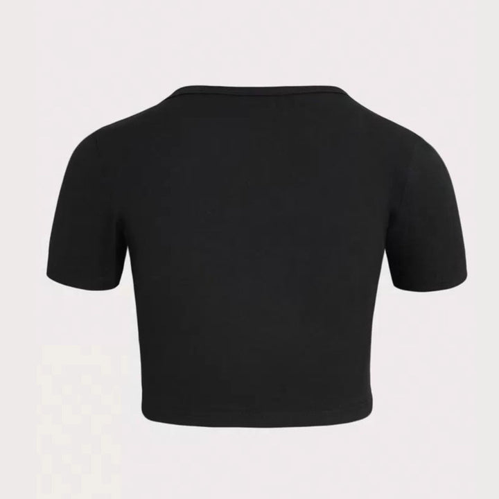 Dame Cropped T-Shirt med kreativt skeletdesign Skovae