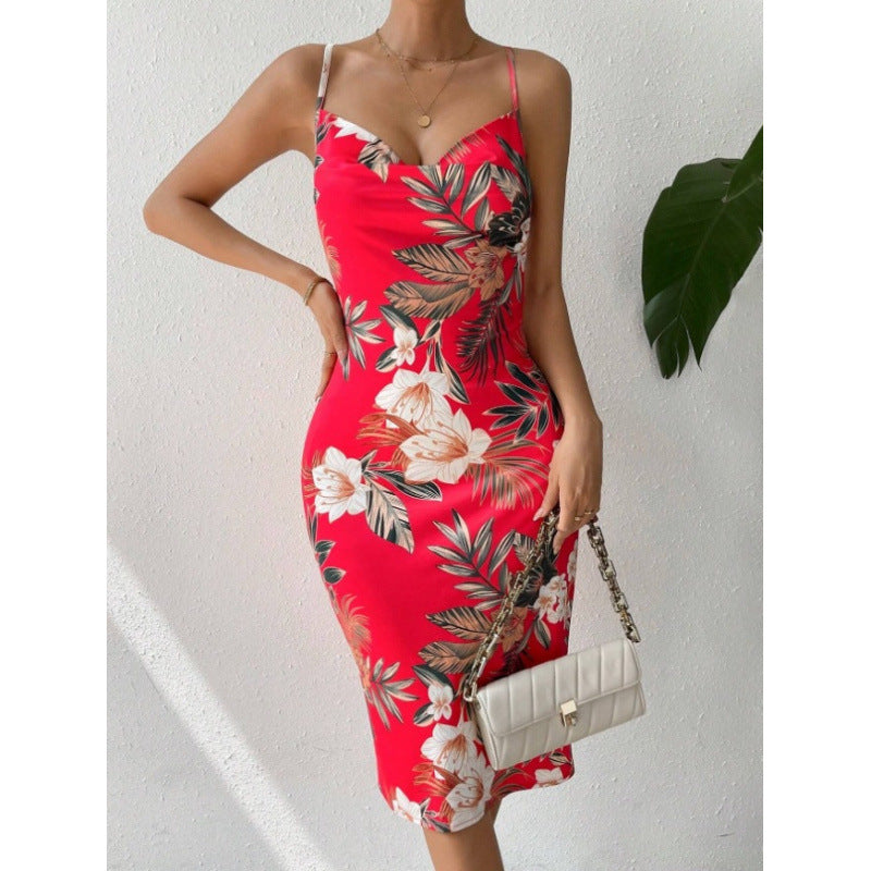 Dame Floral Bodycon Midi Kjole Stilla