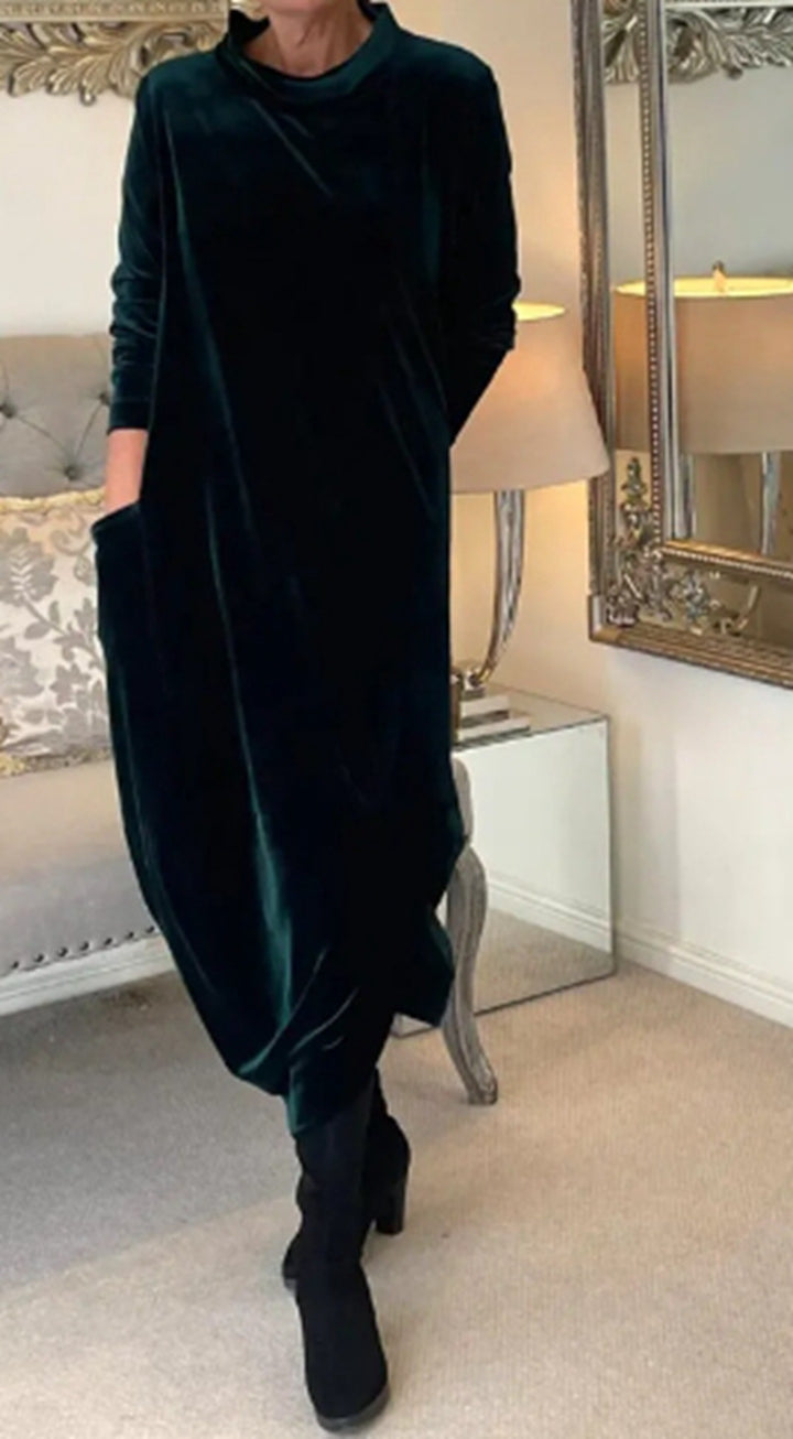 Dame tunika-kjole med praktiske lommer og elegant ståkrave Stilla