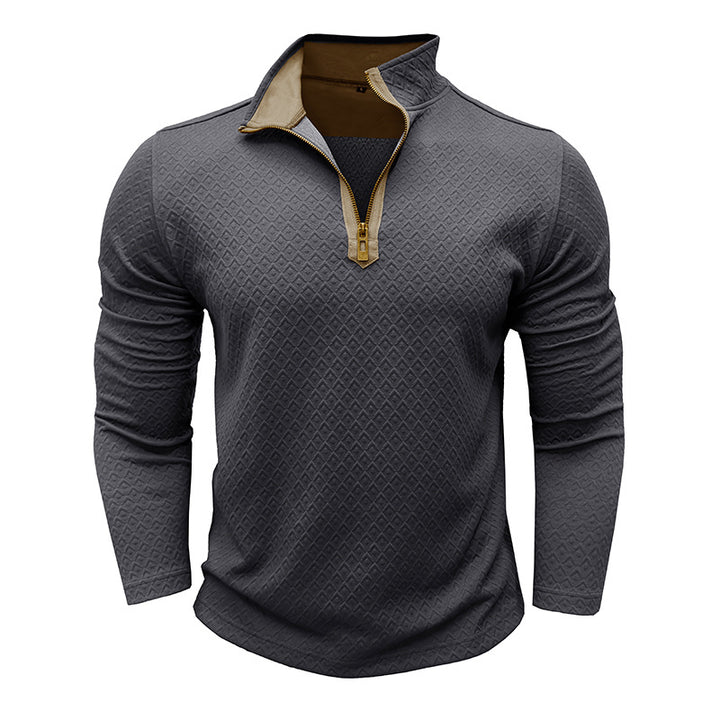 Herre moderigtig pullover med halvmultipart zip Stilla