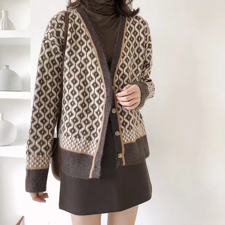Femme Mønstret Strikcardigan Stilla