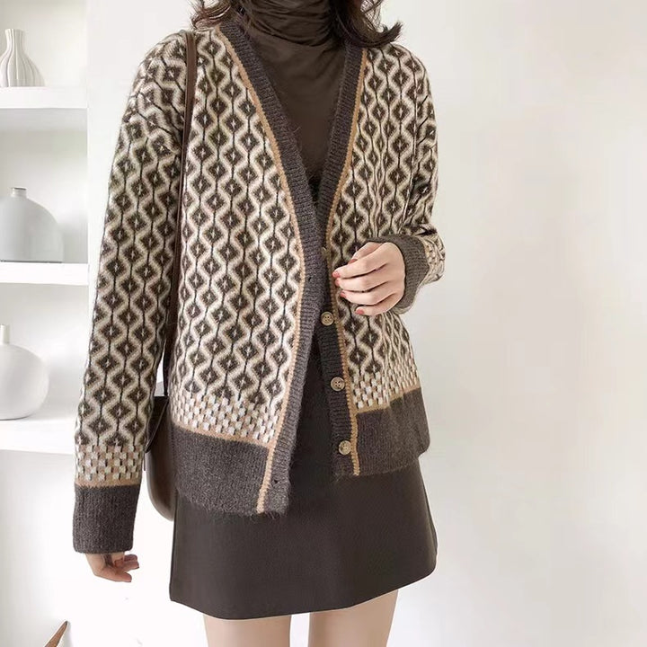 Femme Mønstret Strikcardigan Stilla