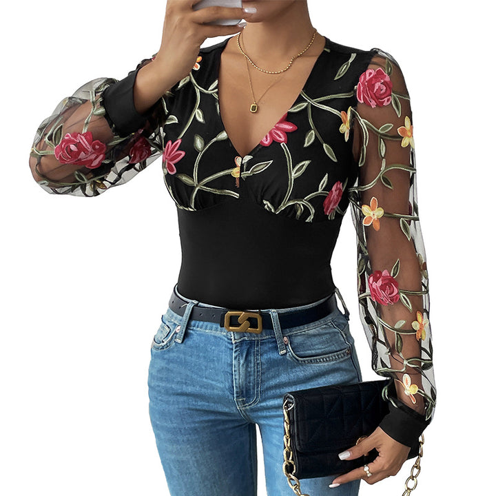 Dame Floral Broderet Bodysuit Stilla
